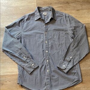 Men's J. Crew Navy and White Checkered Dress Shirt